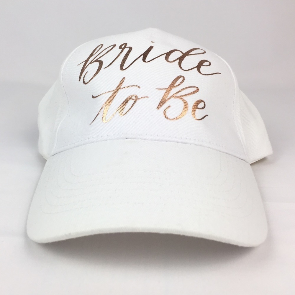 NWOT Bride to Be White Rose Gold Adjustable Hat